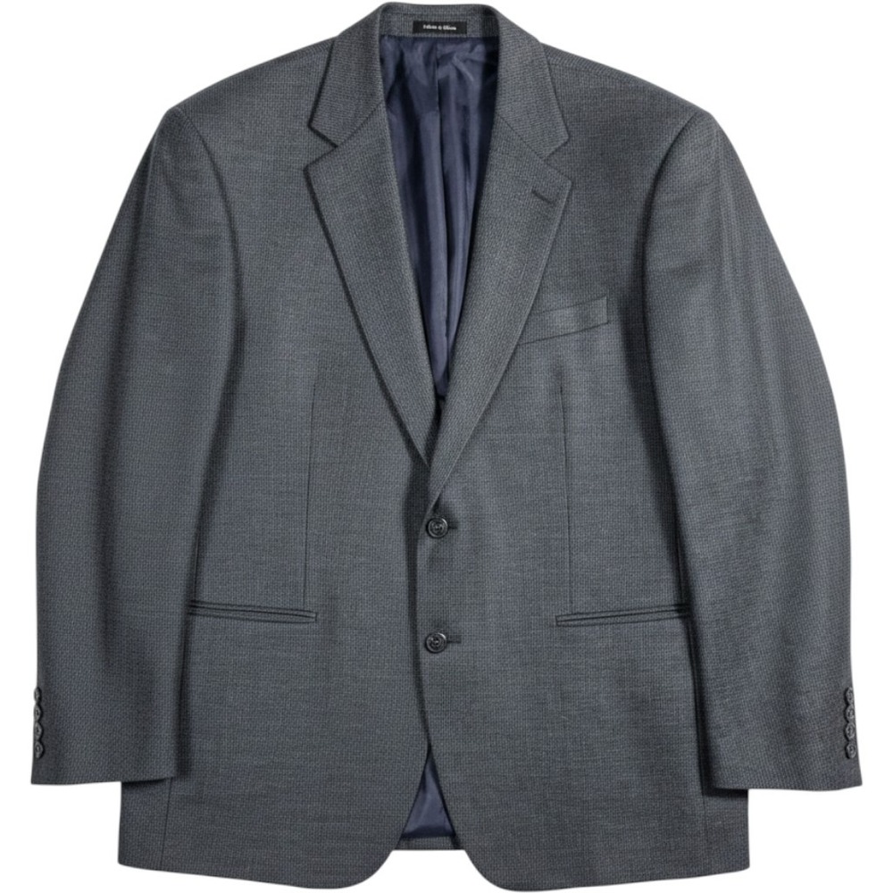 Ralph Lauren Wool Blazer Men's 48R Charcoal Blue Brown Tweed Jacket See Close Up